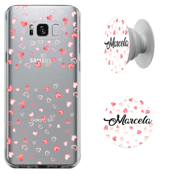 Kit Capinha com Pop-selfie - Coração 2 - Pop Manuscrito com seu Nome 