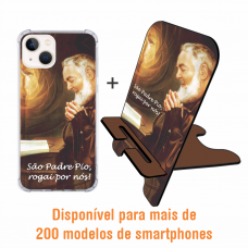 Kit Capinha + Porta-celular MDF - Religiosa 105 - Padre Pio