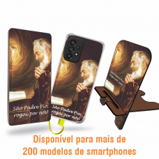 Kit Capinha + Porta-celular MDF + Powerbank 5.000 mAh - Religiosa 105 - Padre Pio
