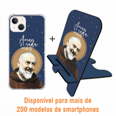 Kit Capinha + Porta-celular MDF - Religiosa 212 - Padre Pio